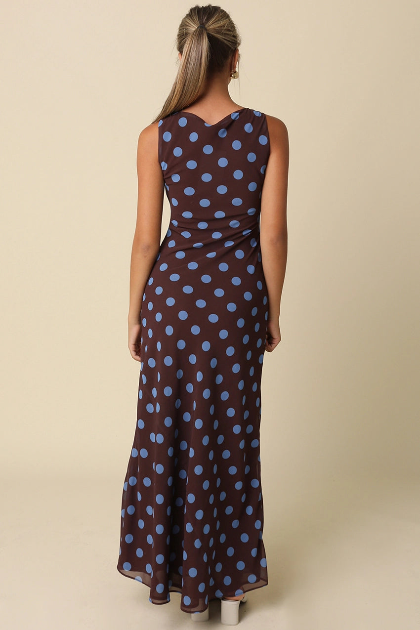 Miley Polka Dot Sleeveless Maxi Dress