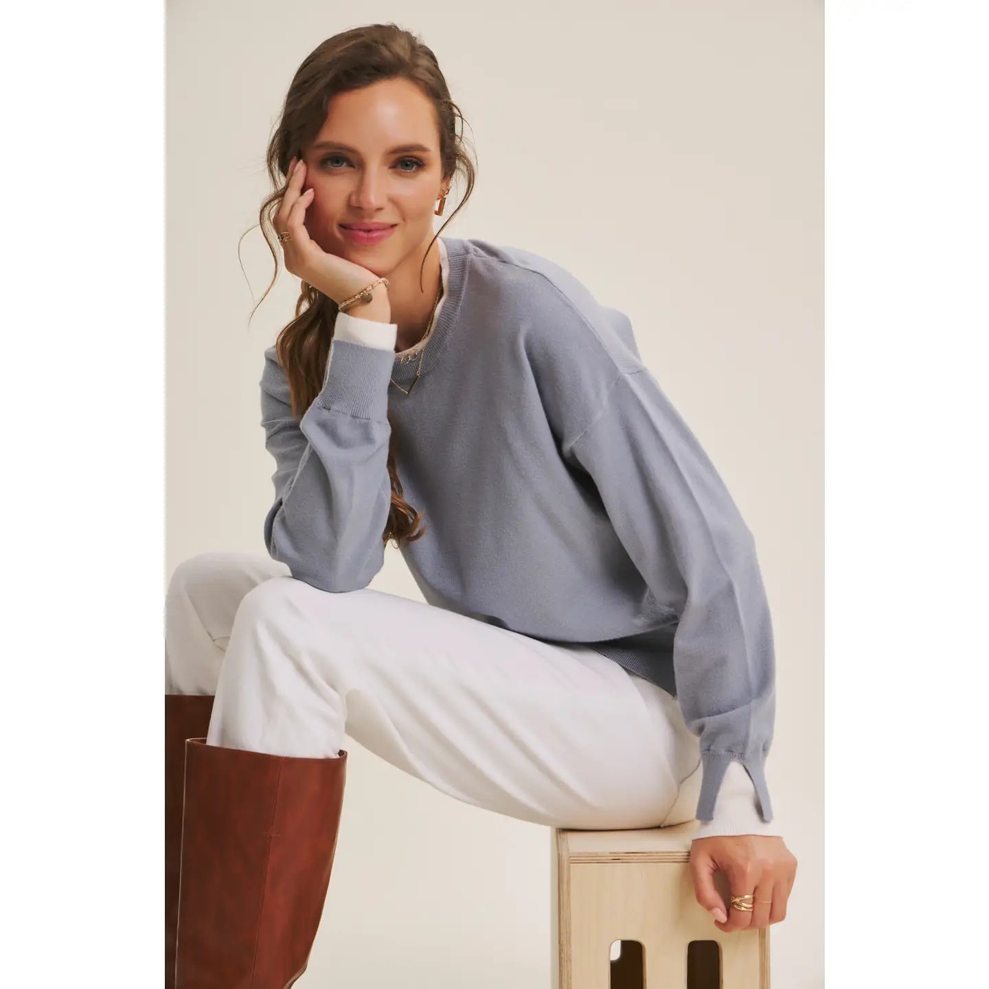 Feather Light Touch Two-Tone Viscose Sweater