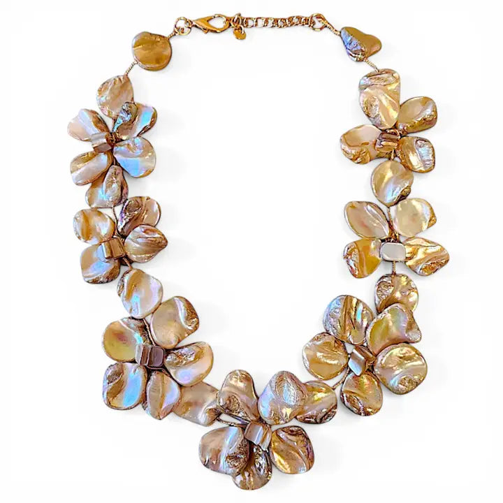 Seashell Flower Statement Necklace | Coastal Jewelry | Boho
