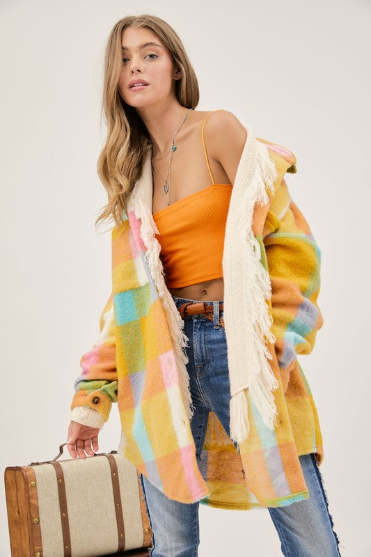 Multi Plaid Fuzzy Jacket