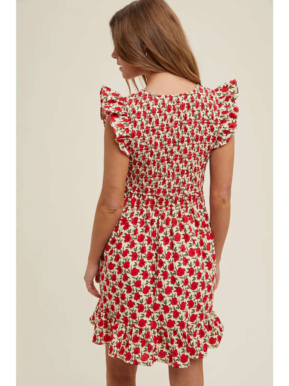 Floral Ruffle Sleeve Mini Dress