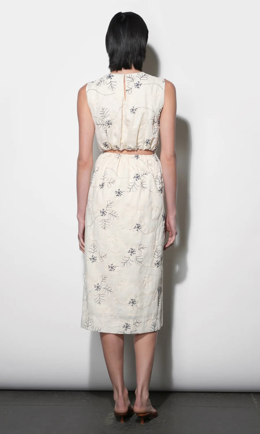 Camden Embroidered Sleeveless Dress W/ Back Cut Out