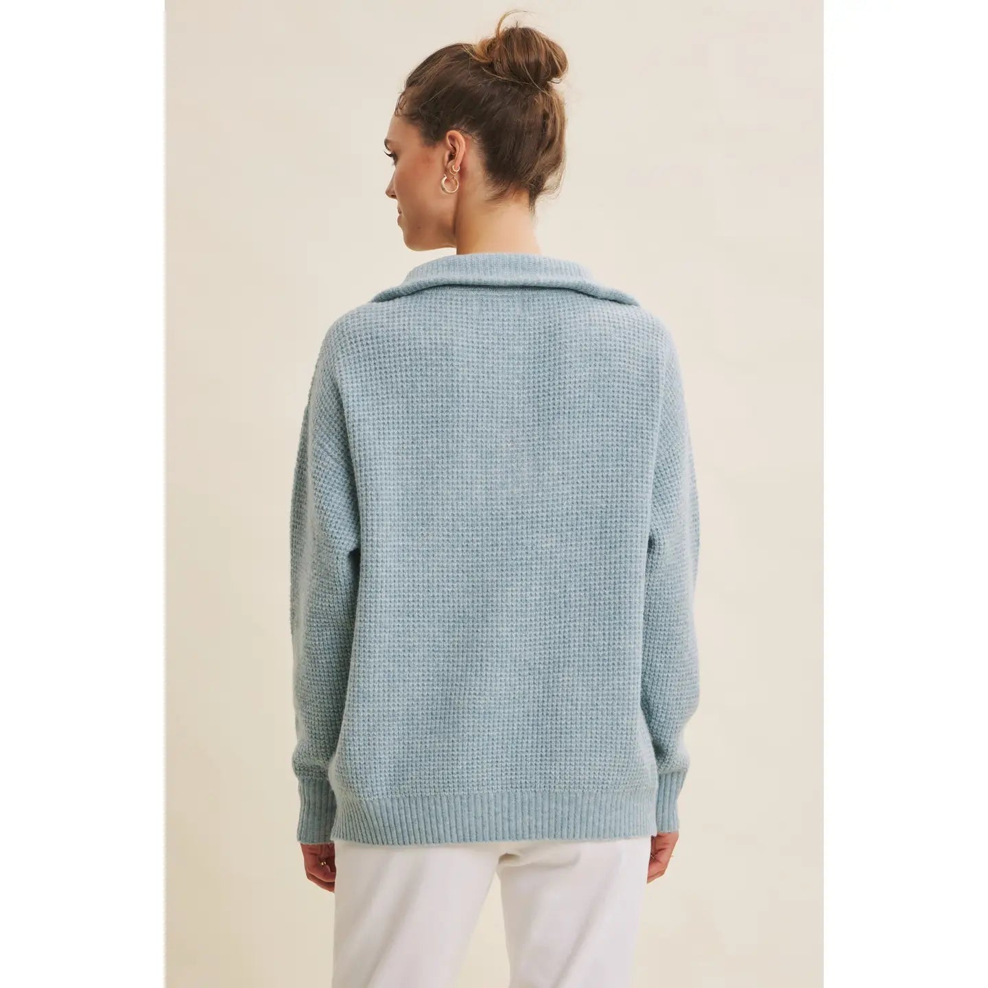 Planet-Friendly Essential Wool Waffle Knit Pullover Sweater