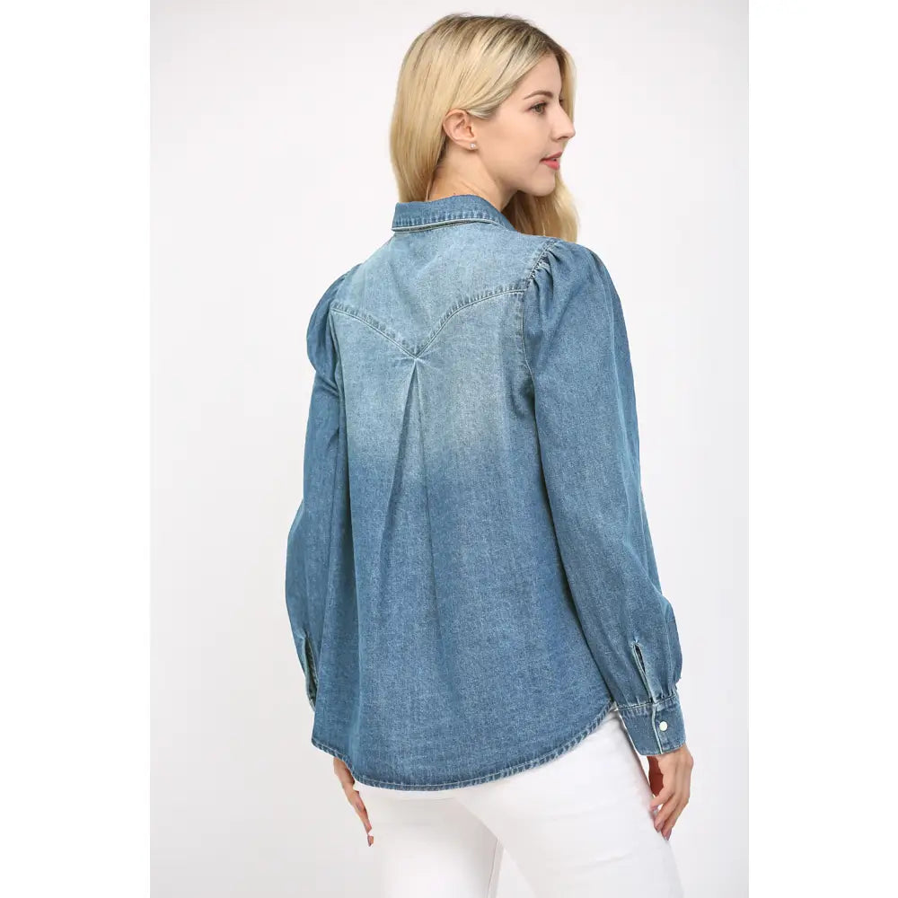 Puff Slv Denim Shirt