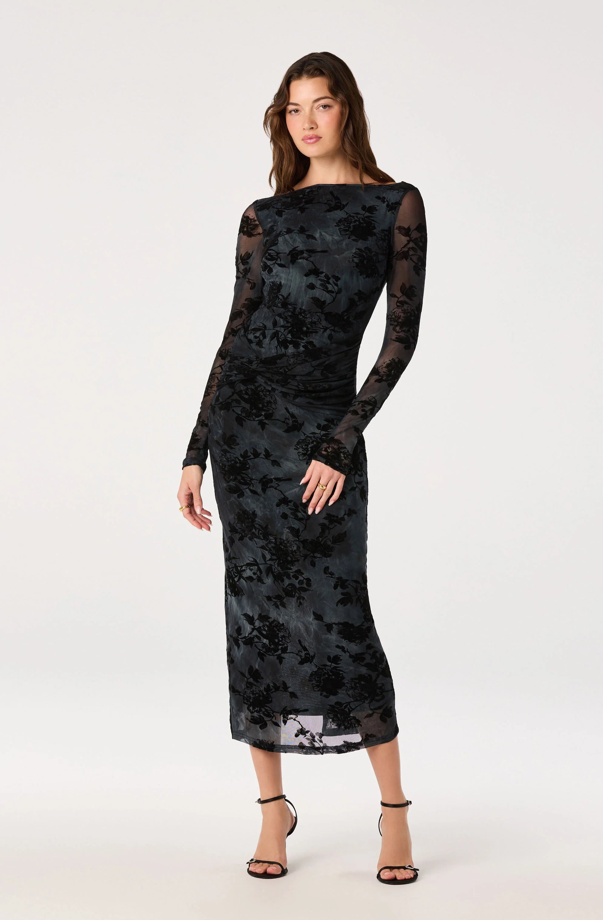 Syriah Burnout Floral Mesh Dress