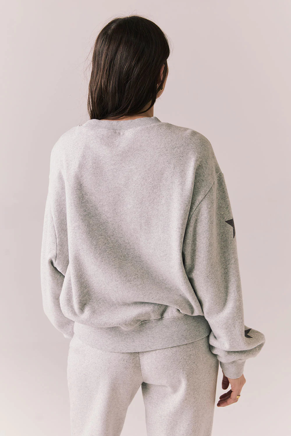 NYC Stars Pullover – Heather Grey Cotton Fleece with Star Sleeves