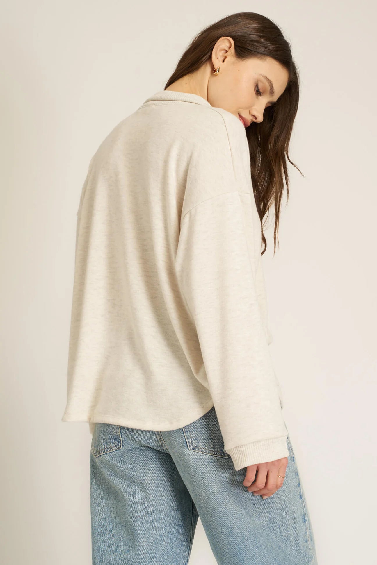 CHIARA COZY COLLARED PULLOVER - OATMEAL