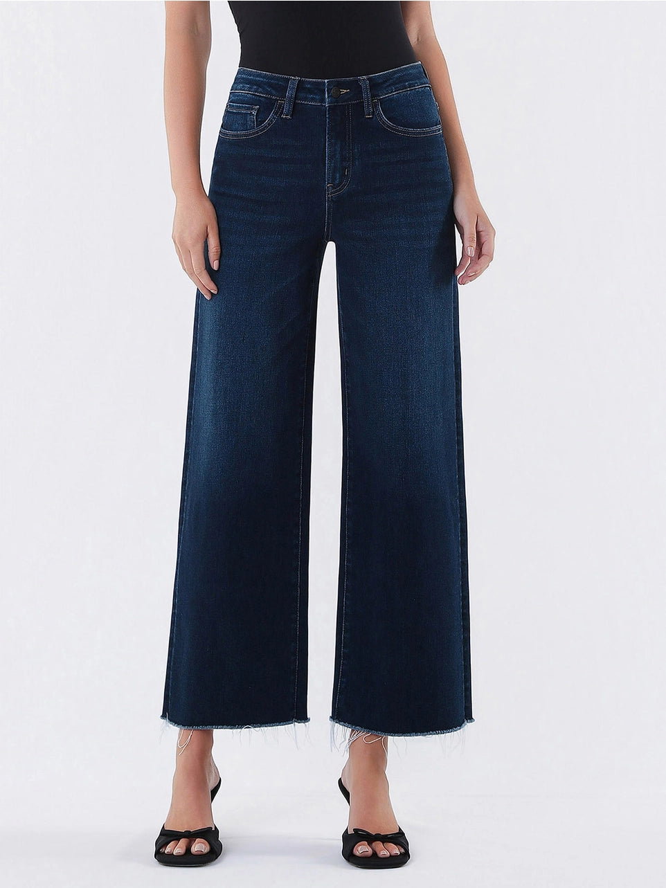 Olivia High Rise Dark Wash Ankle Wide Leg Jeans