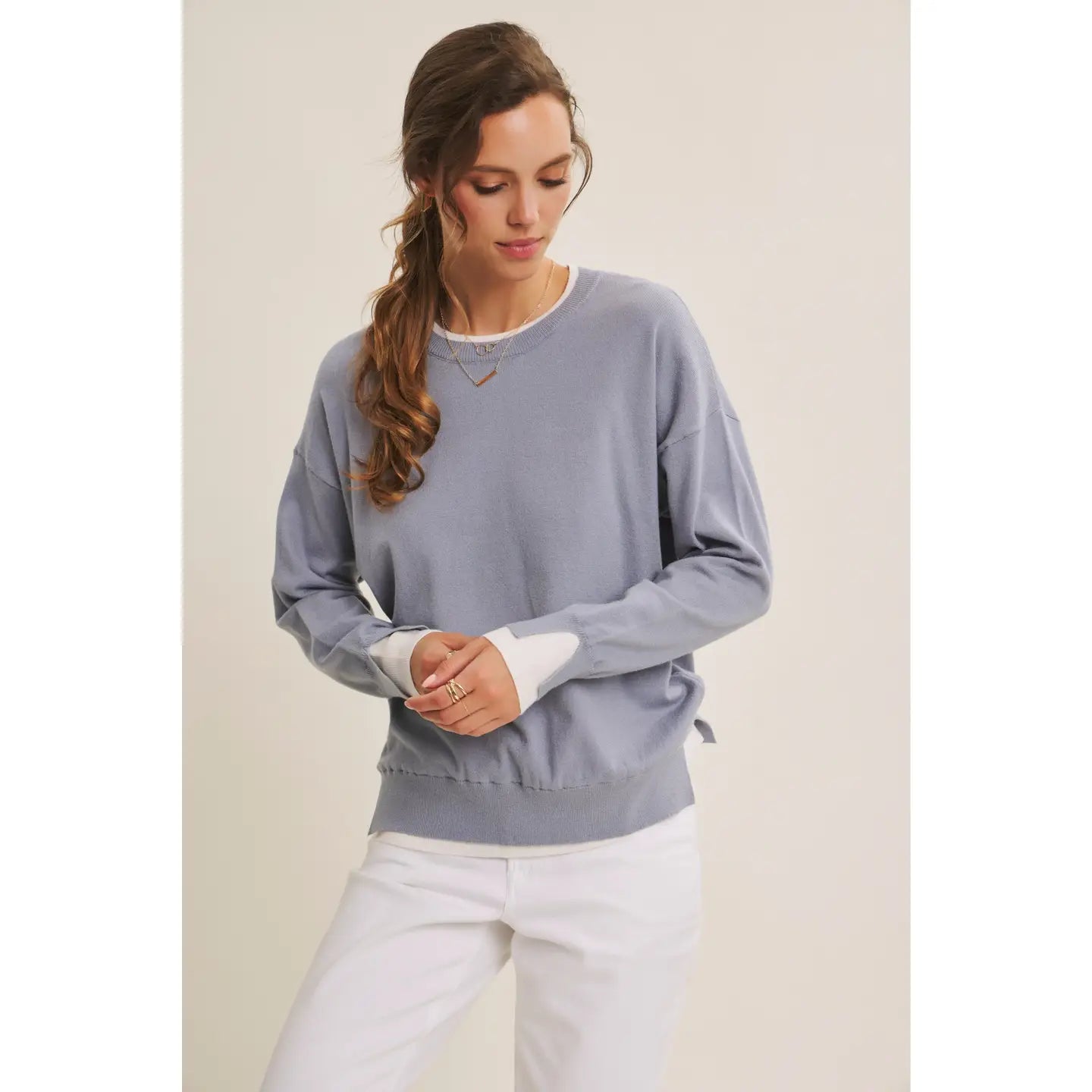 Feather Light Touch Two-Tone Viscose Sweater