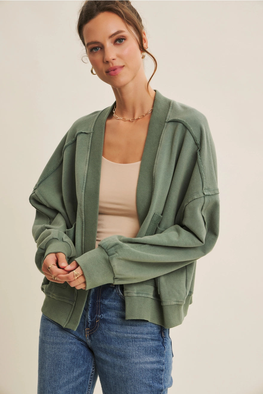 Cozy Favorite Mineral-Washed French Terry Cardigan