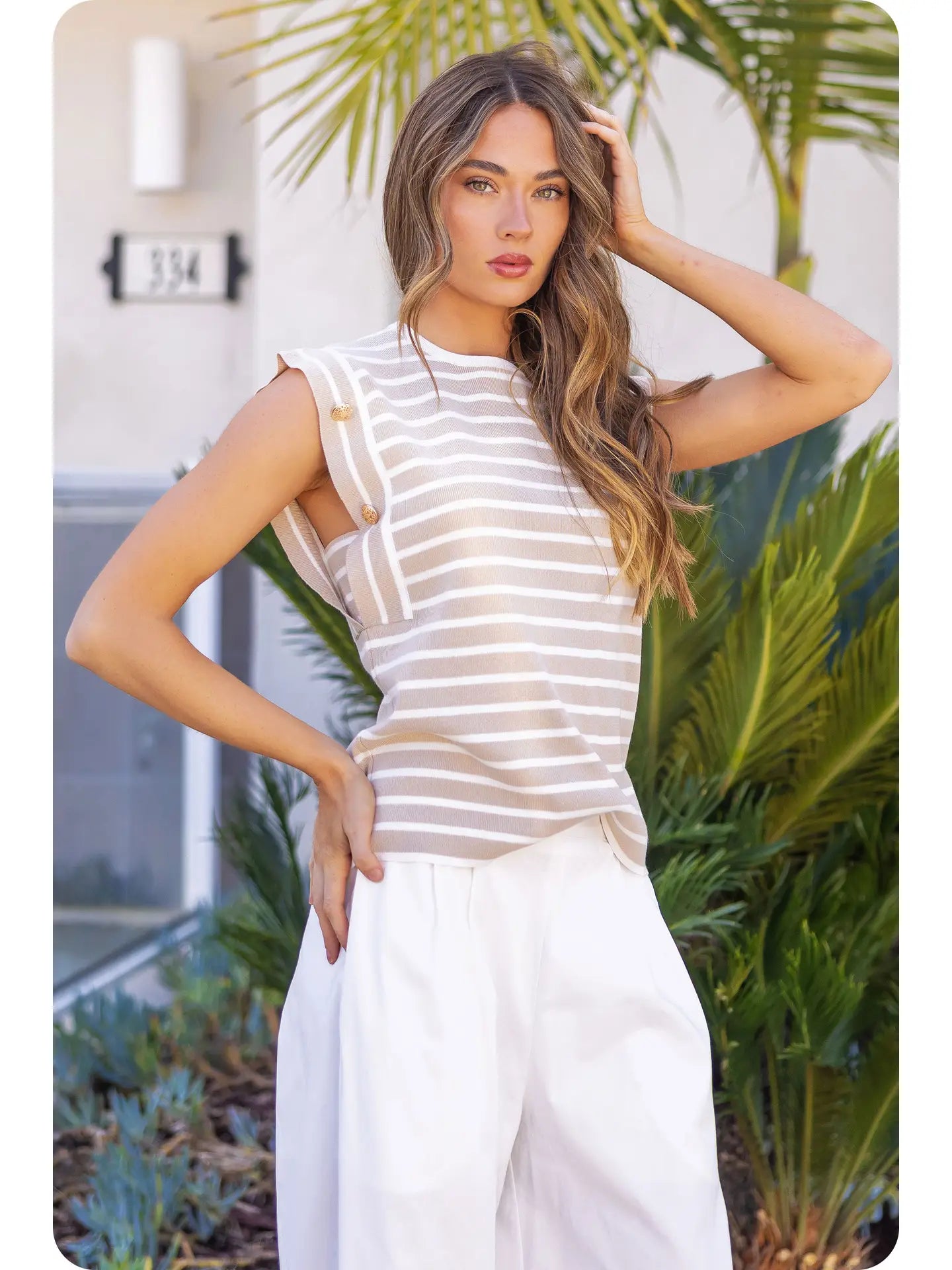 Striped Sleeveless Knit Top