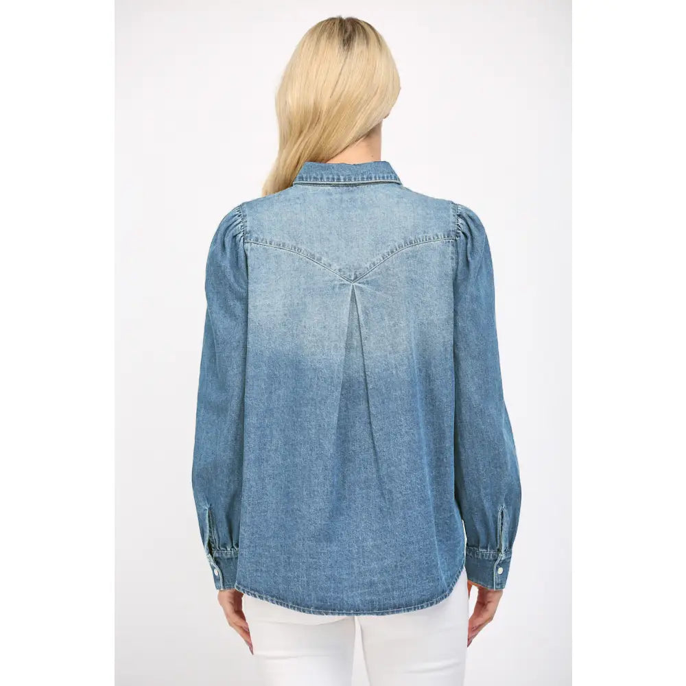 Puff Slv Denim Shirt