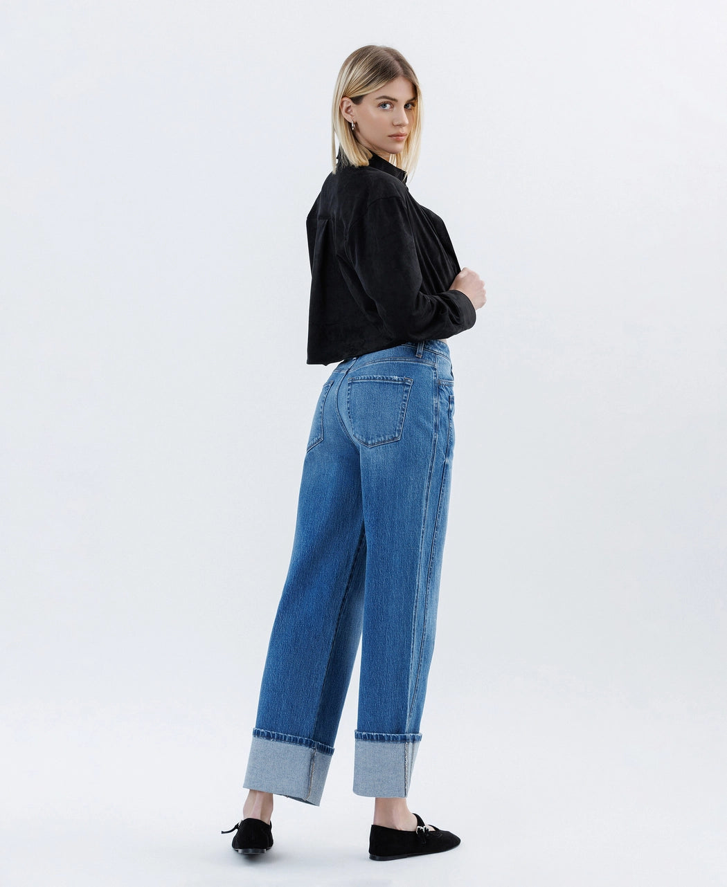 Super High Rise Cuffed Baggy Wide Jeans