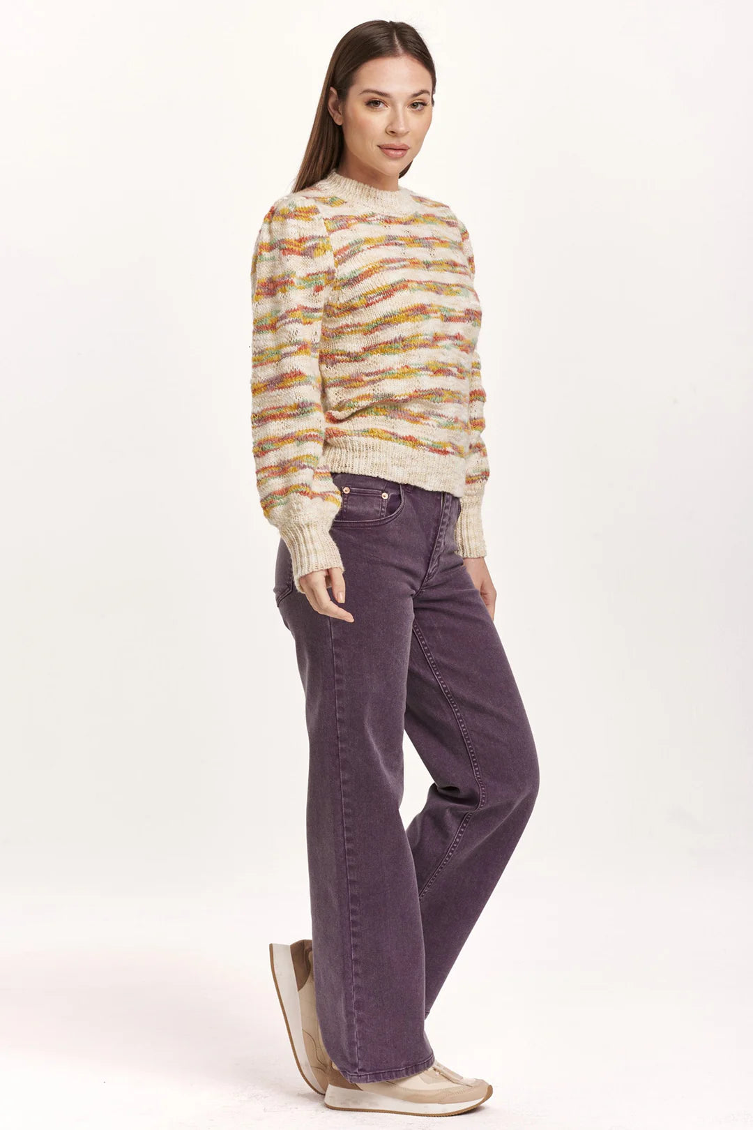 JASMINE LONG SLEEVE SWEATER SEASIDE STRIPE