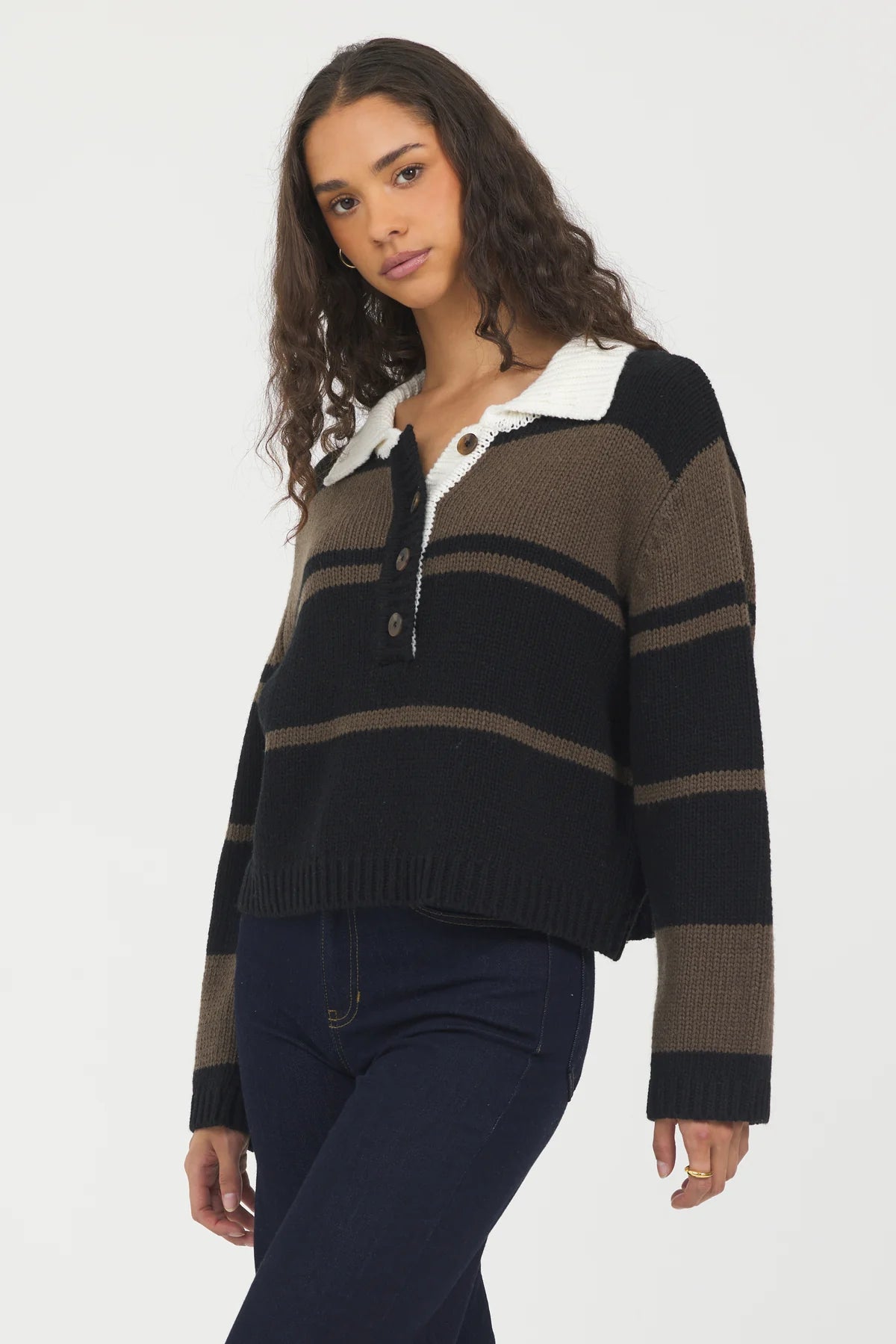 Woodland Stripe Collared Sweater