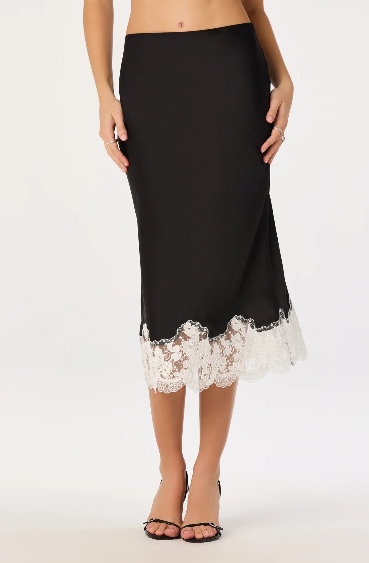 Shantel Lace-Trim Midi Skirt