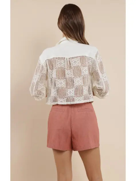 Summer Lovin Crochet Linen Jacket : Ivory