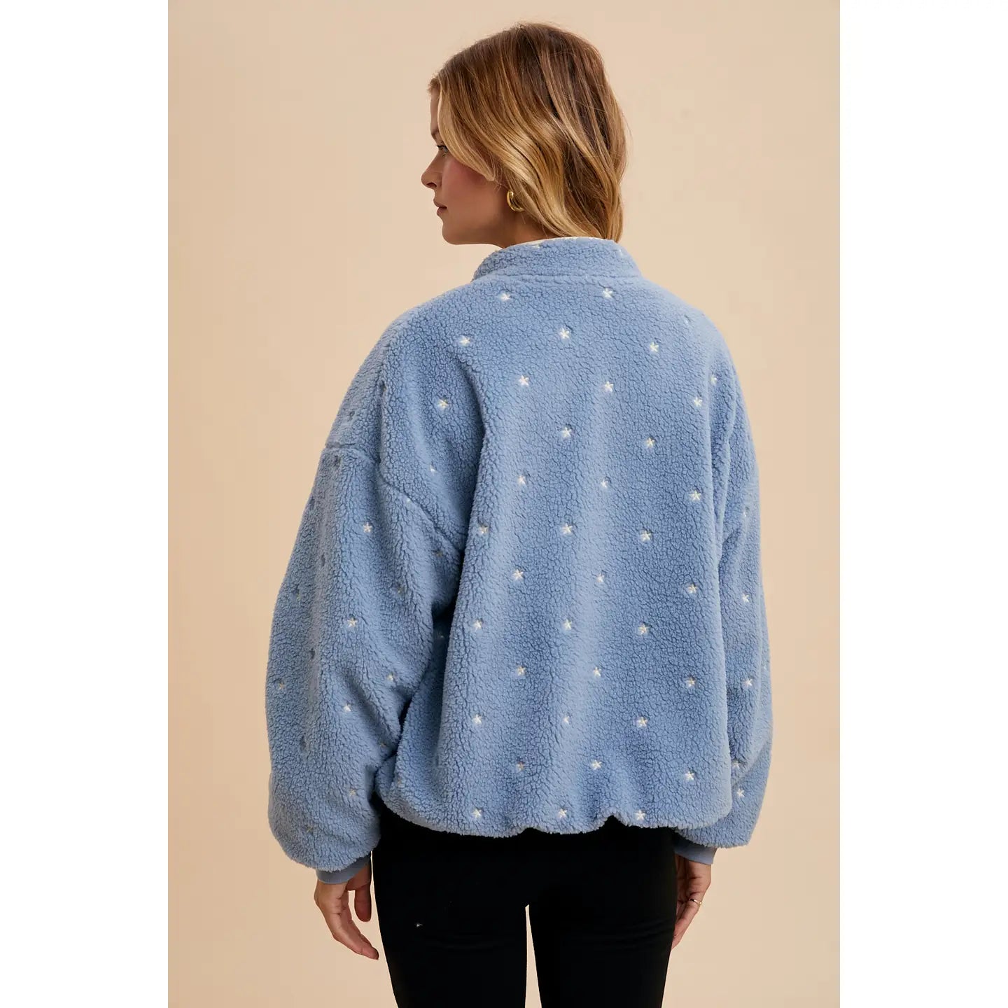 Speckled Embroidered Sherpa Jacket