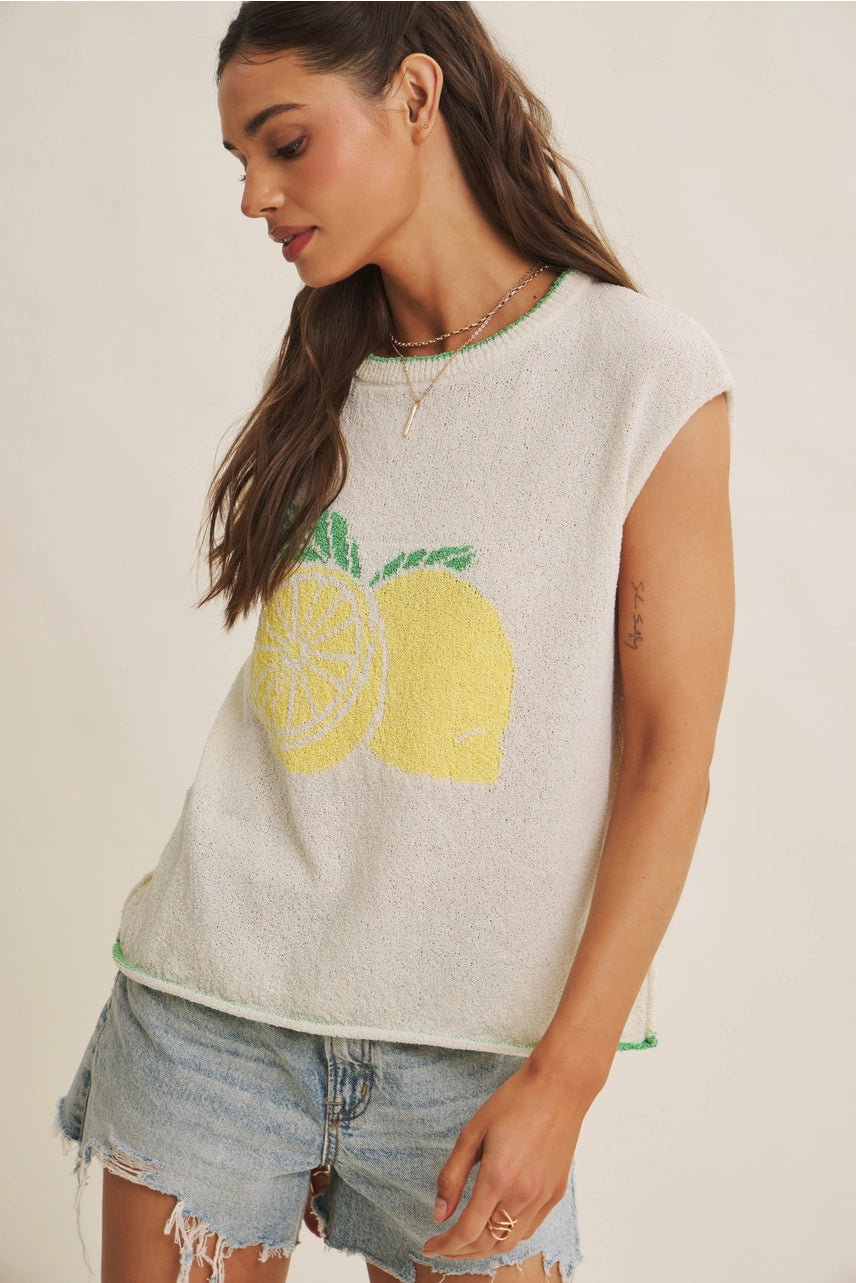 Kitschy Cool Relaxed Fit Playful Sweater with Contrast Line