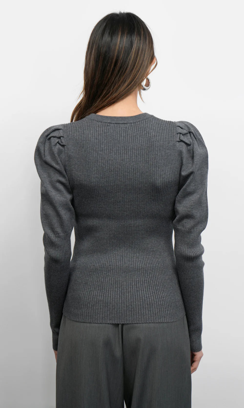 Renoa Puff Sleeve Ribbed Knit Top