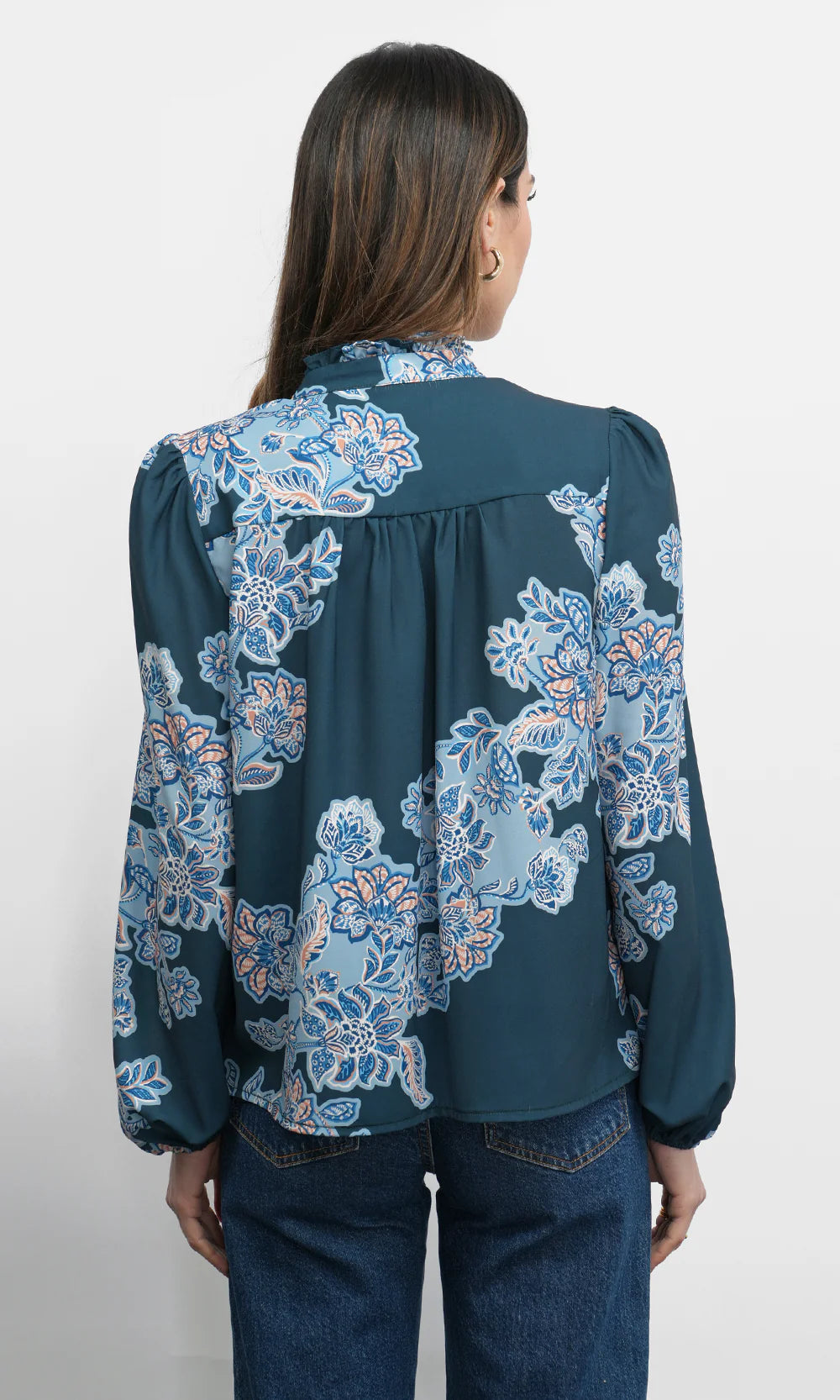 Cierra Button Up Tie Neck Blouse