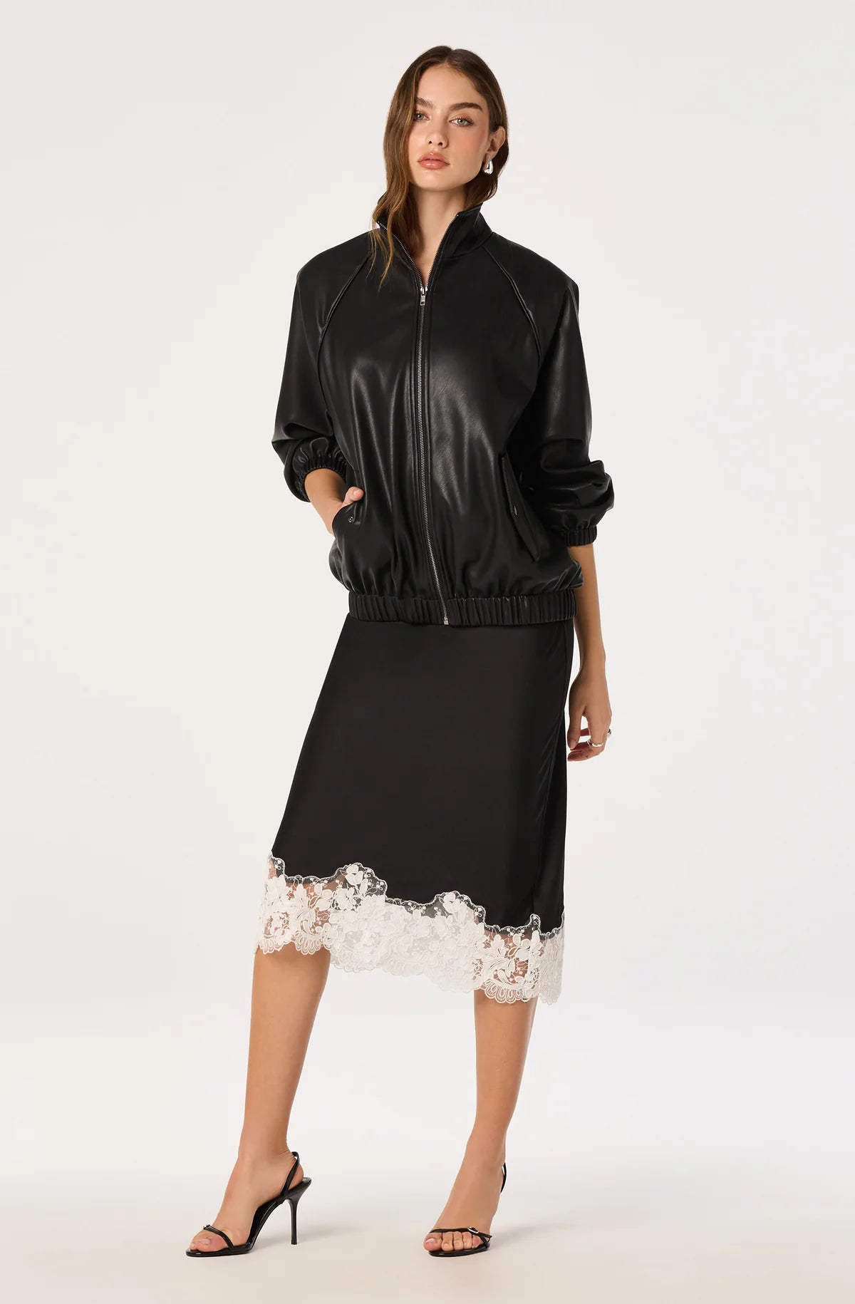 Shantel Lace-Trim Midi Skirt