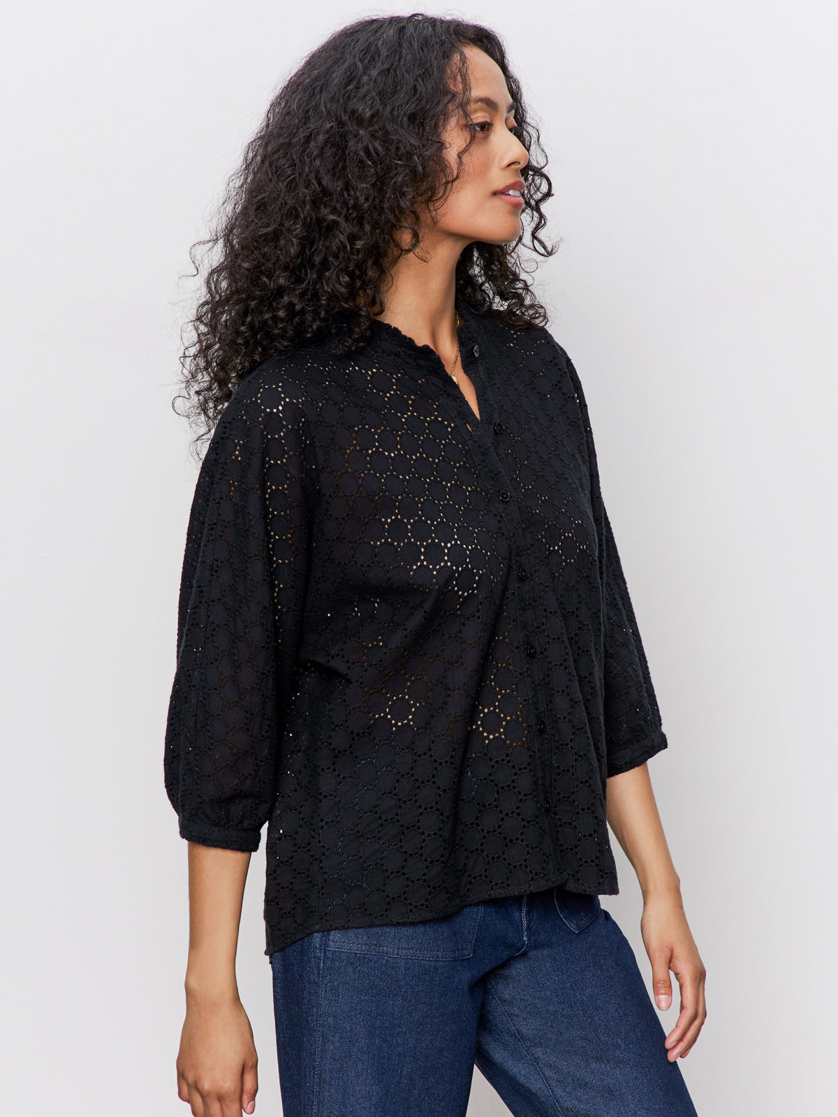 PETAL DROP BLOUSE BLACK
