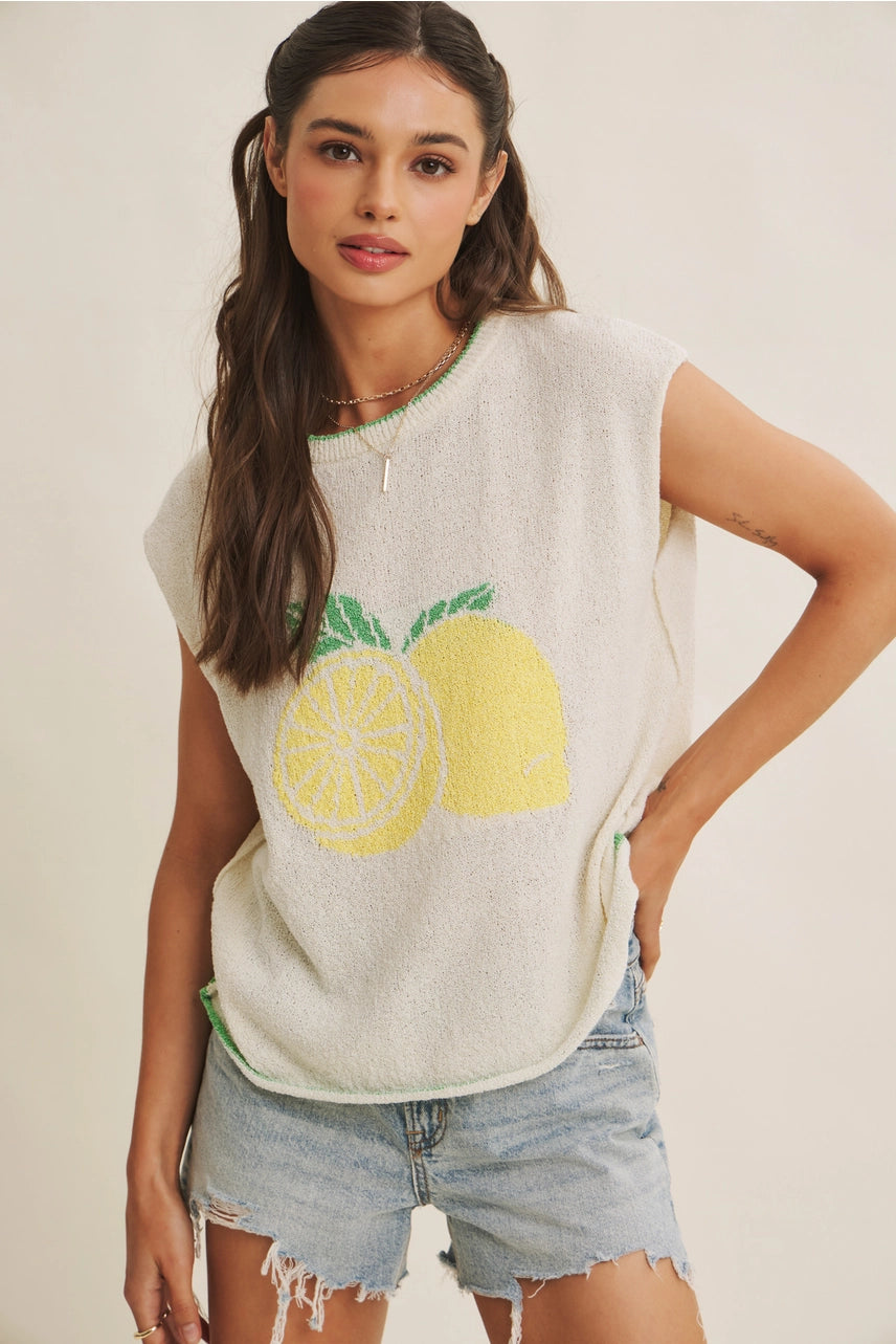 Kitschy Cool Relaxed Fit Playful Sweater with Contrast Line