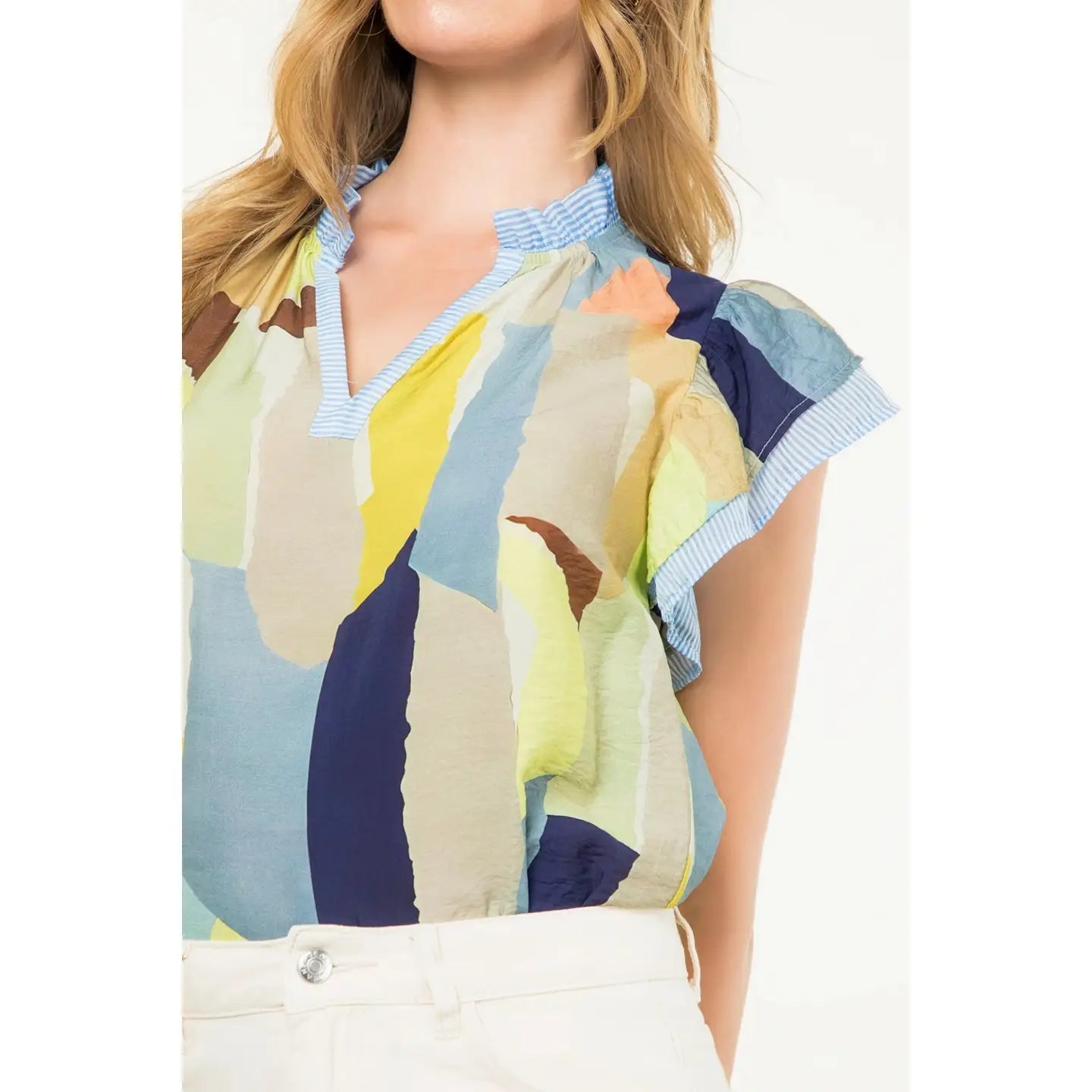 Flutter Sleeve Multi Color Top