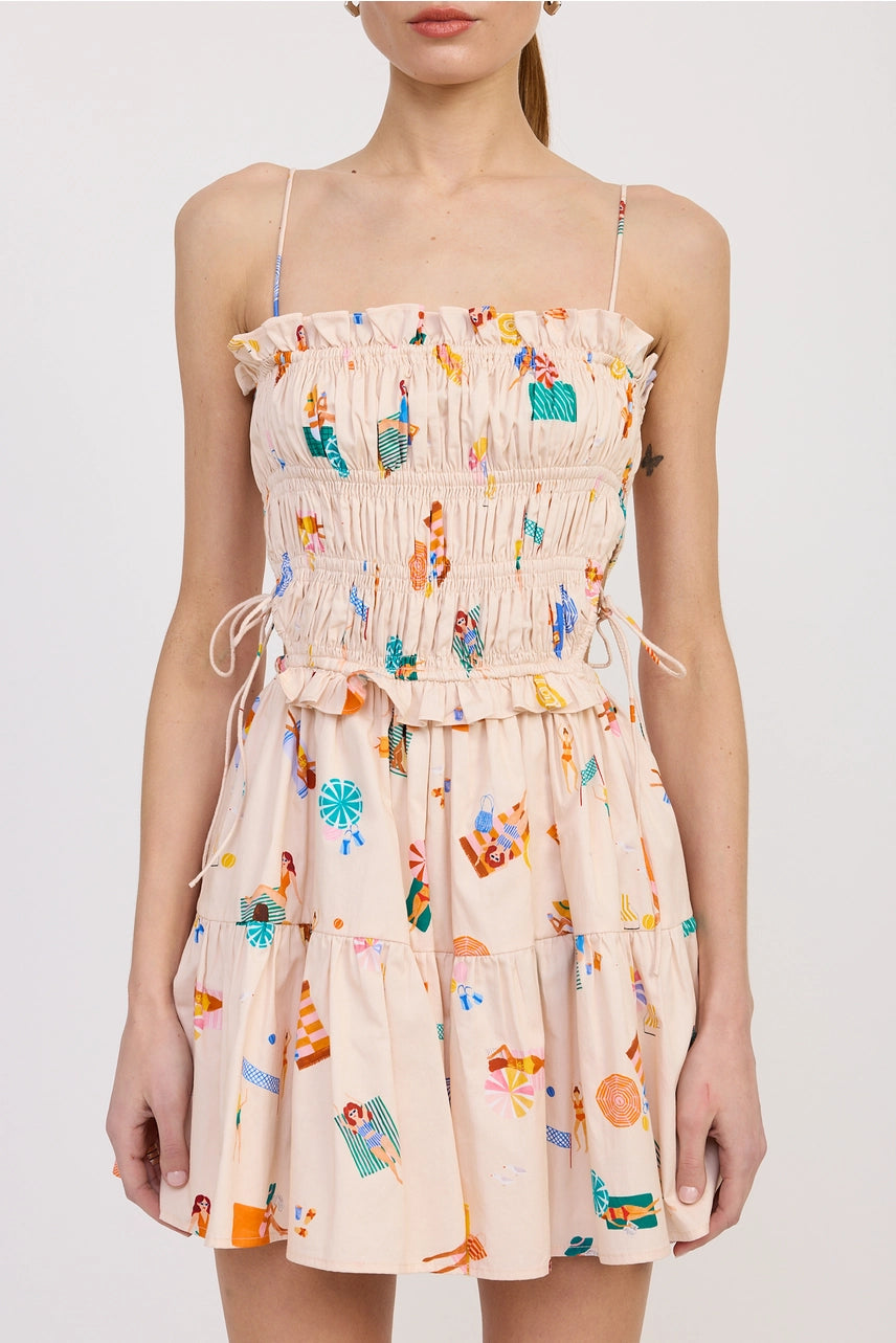 Gathered Poplin Min Dress