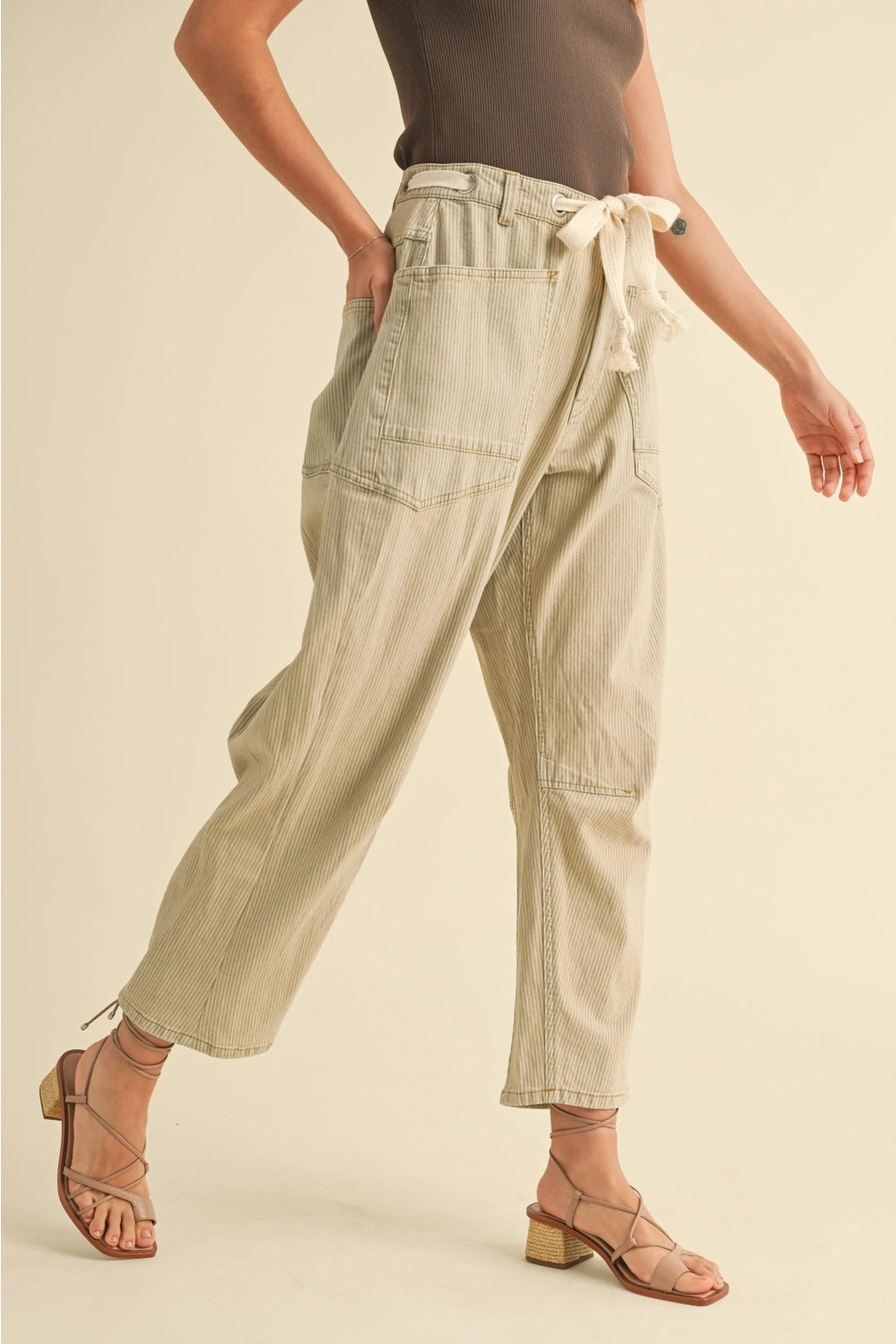 2 Tone Cotton Pants with Cotton Belt
