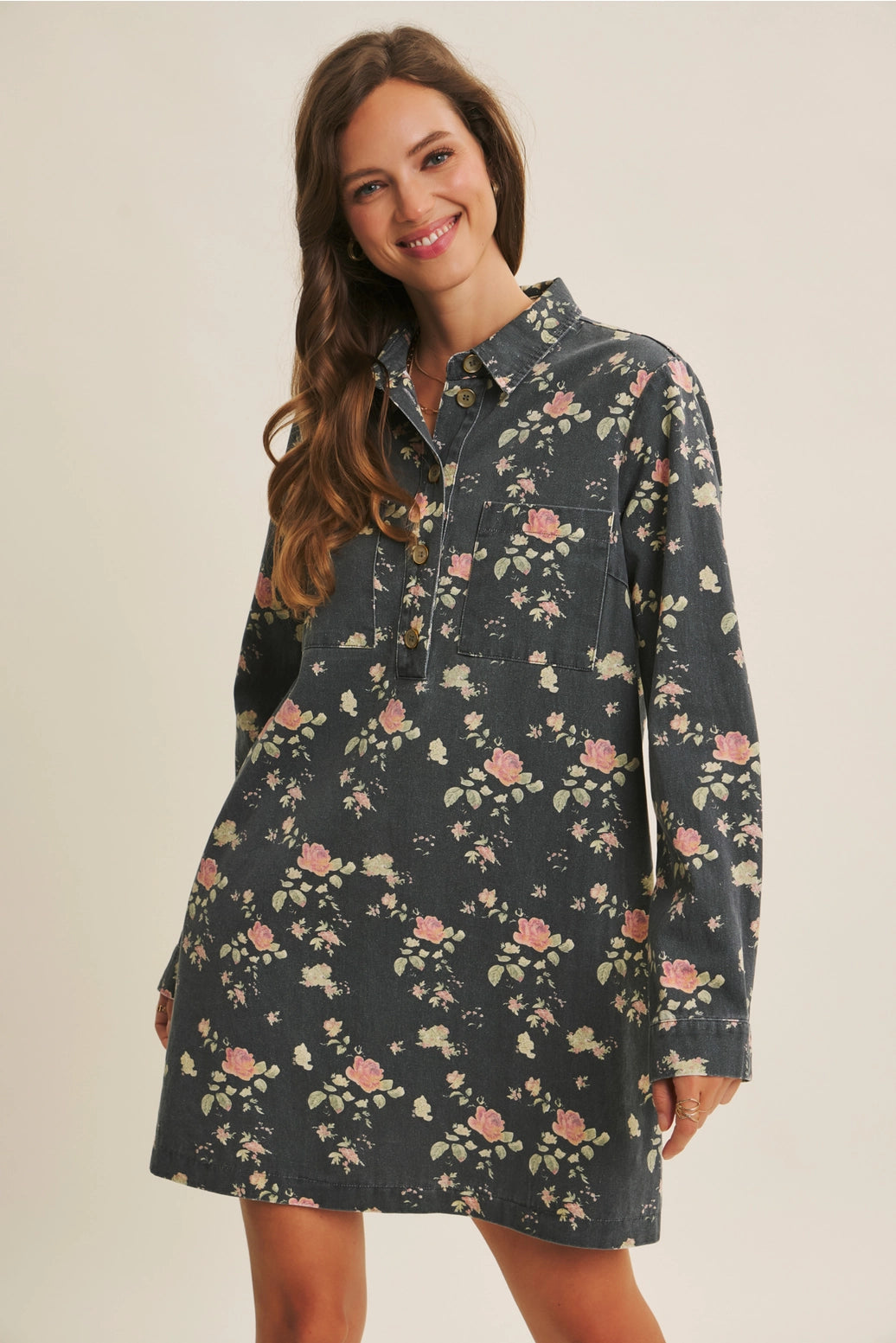 Still from A Film Mineral-Washed Victorian Floral Mini Dress