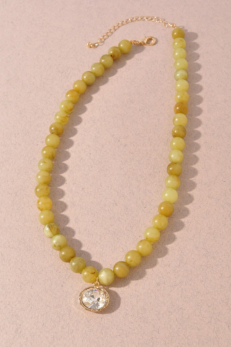 Crystal Charm Beaded Statement Necklace