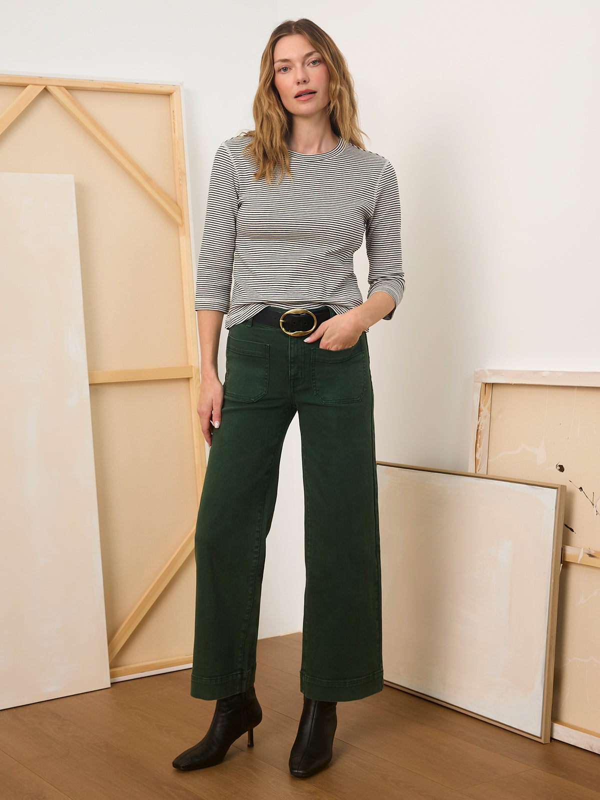 CHELSEA WIDE LEG JEAN WASHED FOREST