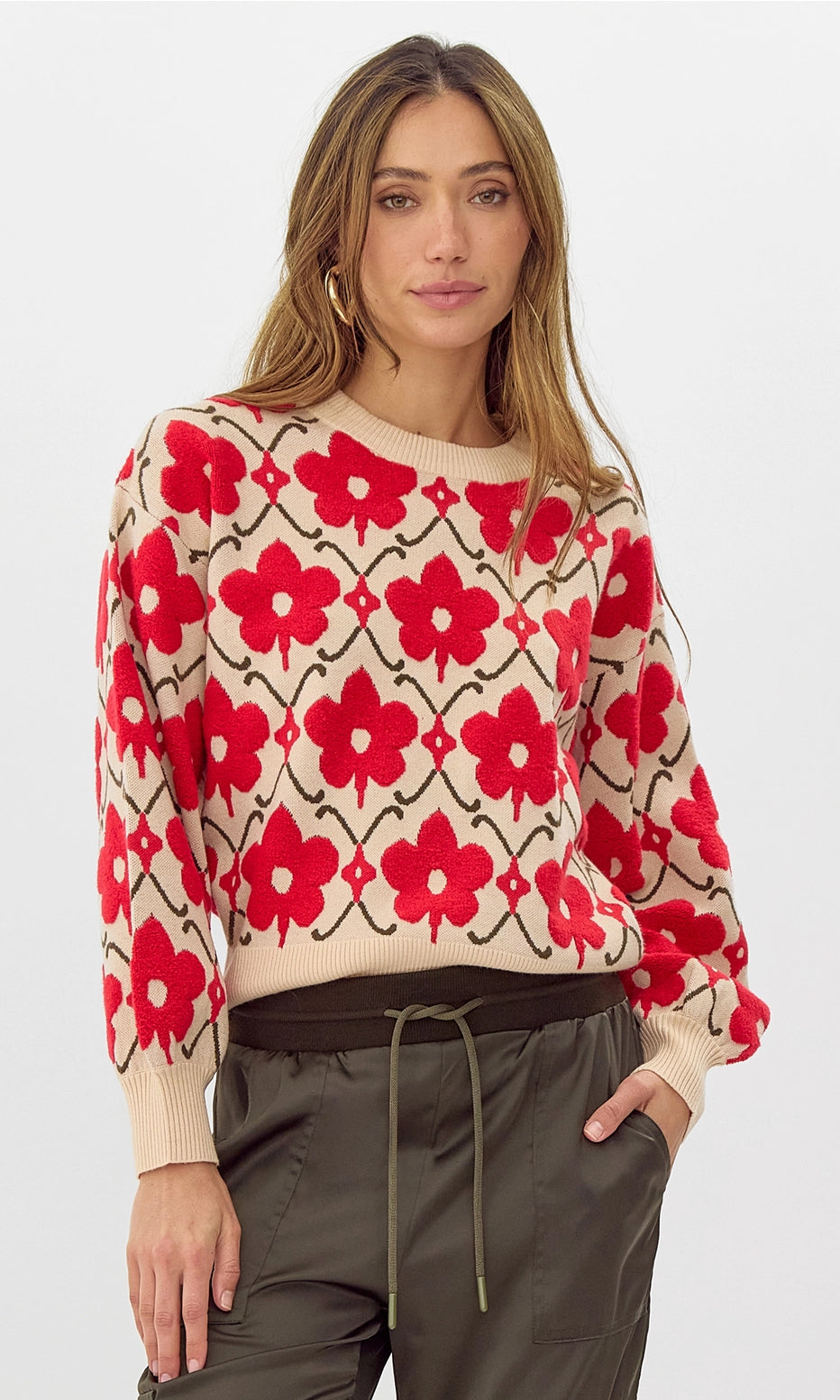 Lorna Textured Flower Pull Over Knit Sweater