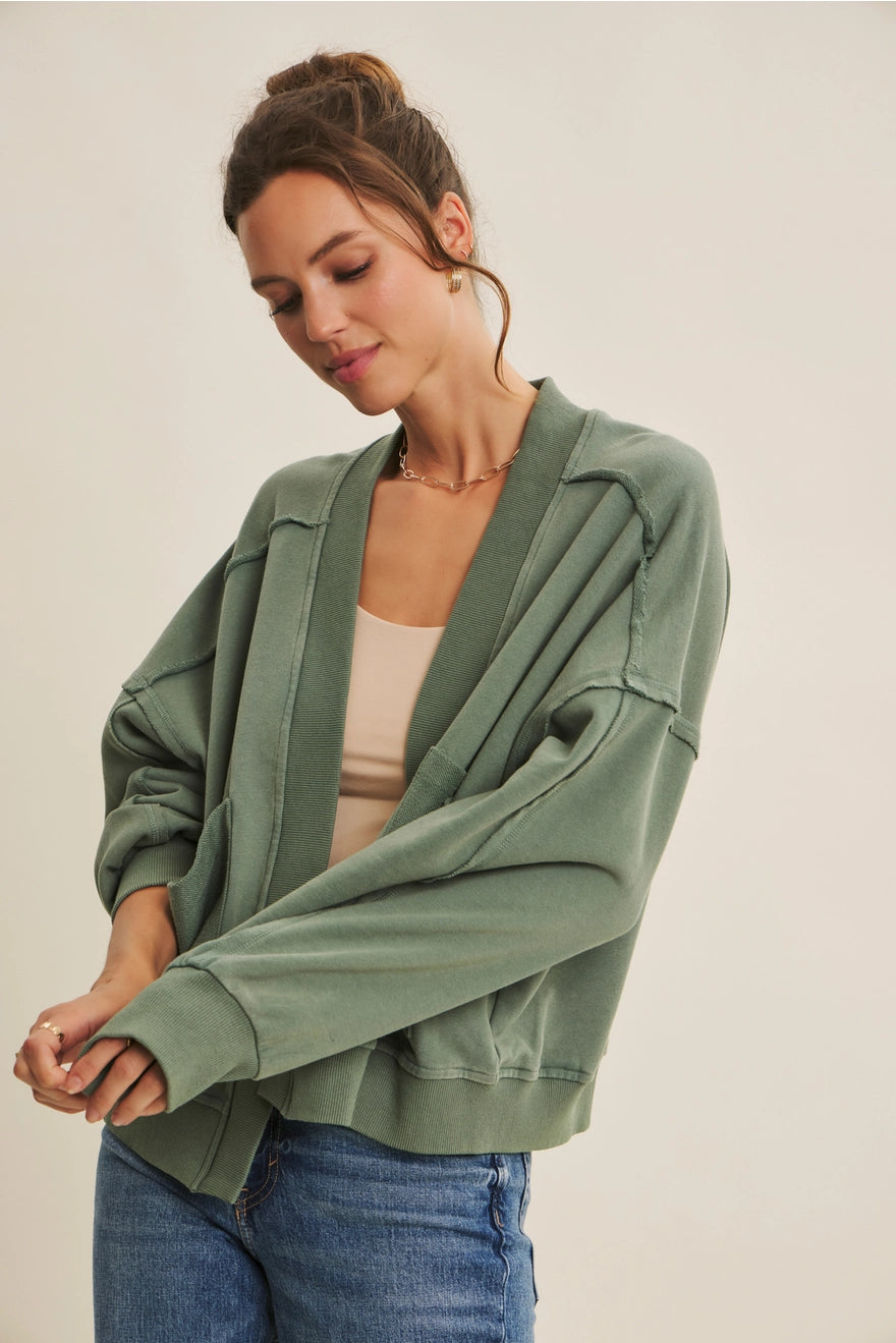 Cozy Favorite Mineral-Washed French Terry Cardigan