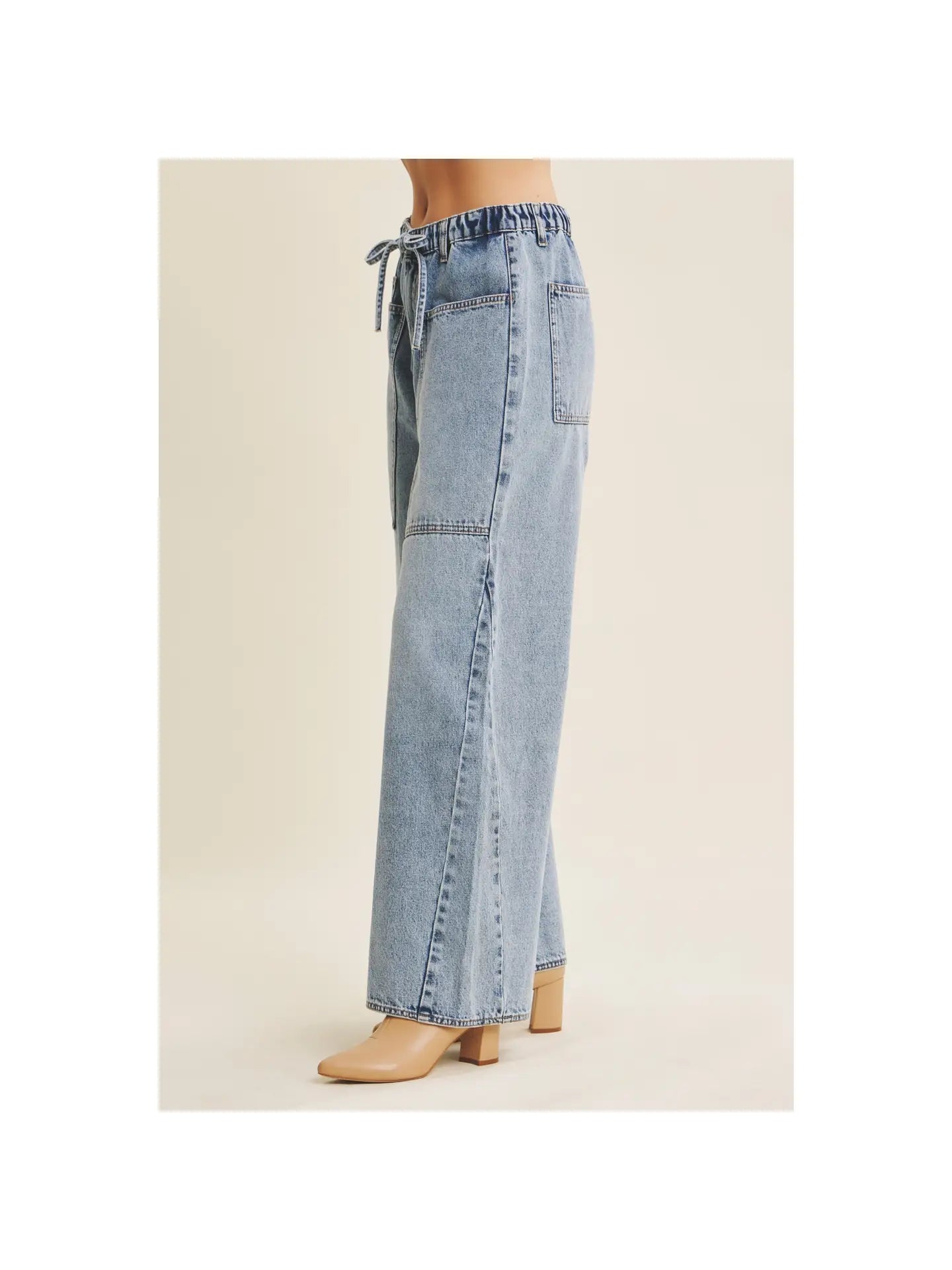 Ease and Grace Denim Washed Oversized Wide-Leg Jeans