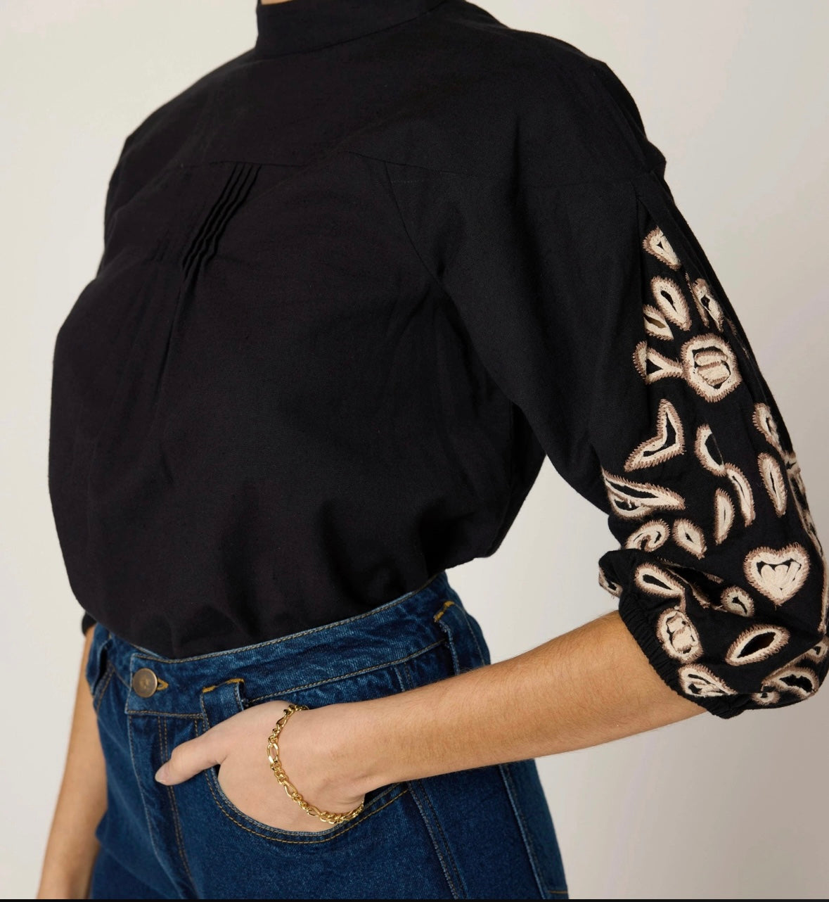 CLARISSA BLOUSE | BLACK/IVORY