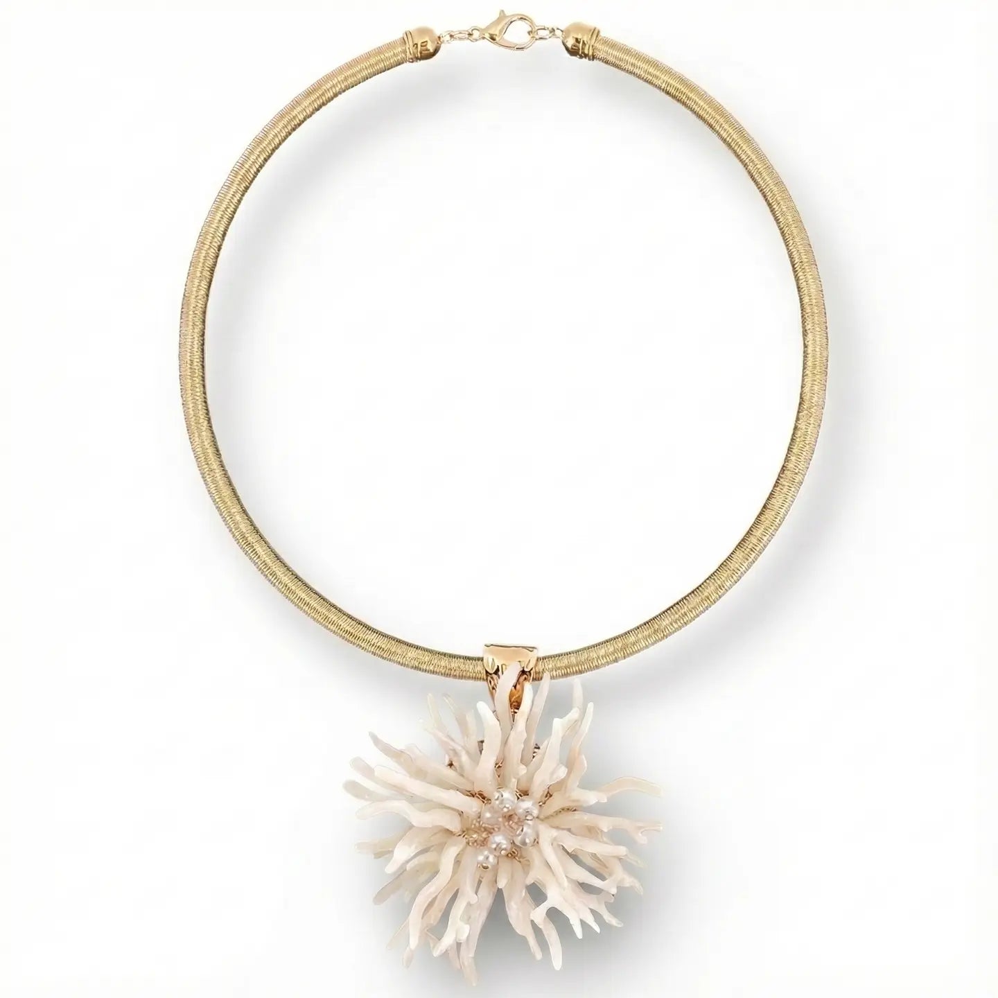 Coral Flower Collar Necklace | Handmade Statement Jewelry