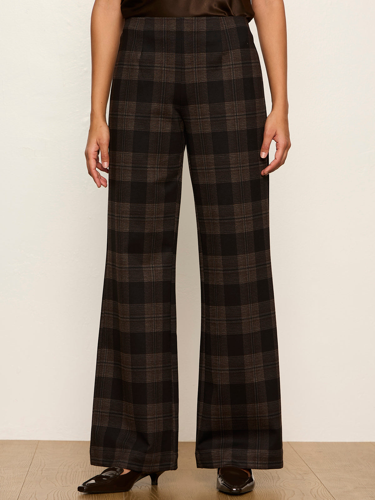 RELAY PULL ON PANT ESPRESSO PLAID