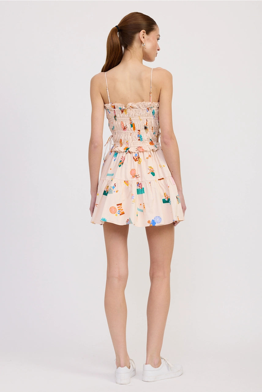 Gathered Poplin Min Dress