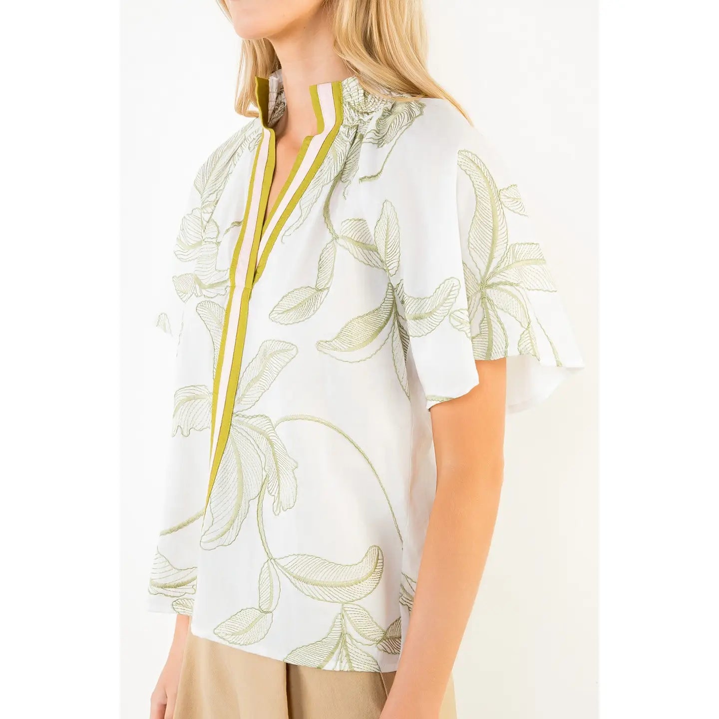 Leaf Flutter Sleeve Top