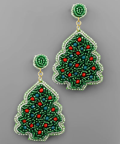 Christmas Tree Bead Earrings