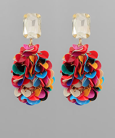 Glass & Sequin Fringe Earrings