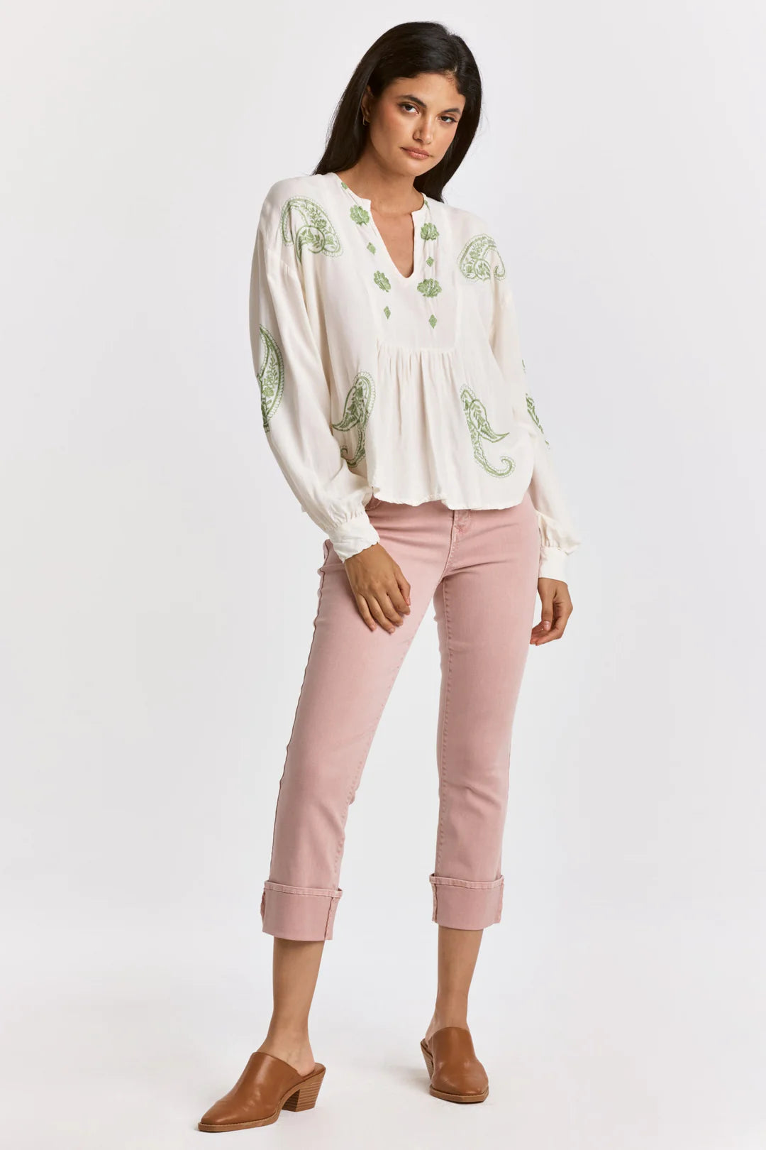 XIMENA EMBROIDERY DETAIL BLOUSE IVORY NEPHRITE