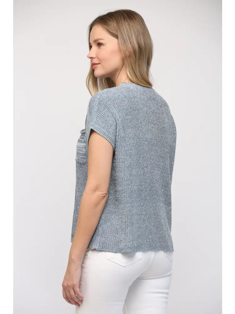 Drop Shoulder Sweater Top w/ Mini Pocket Detail