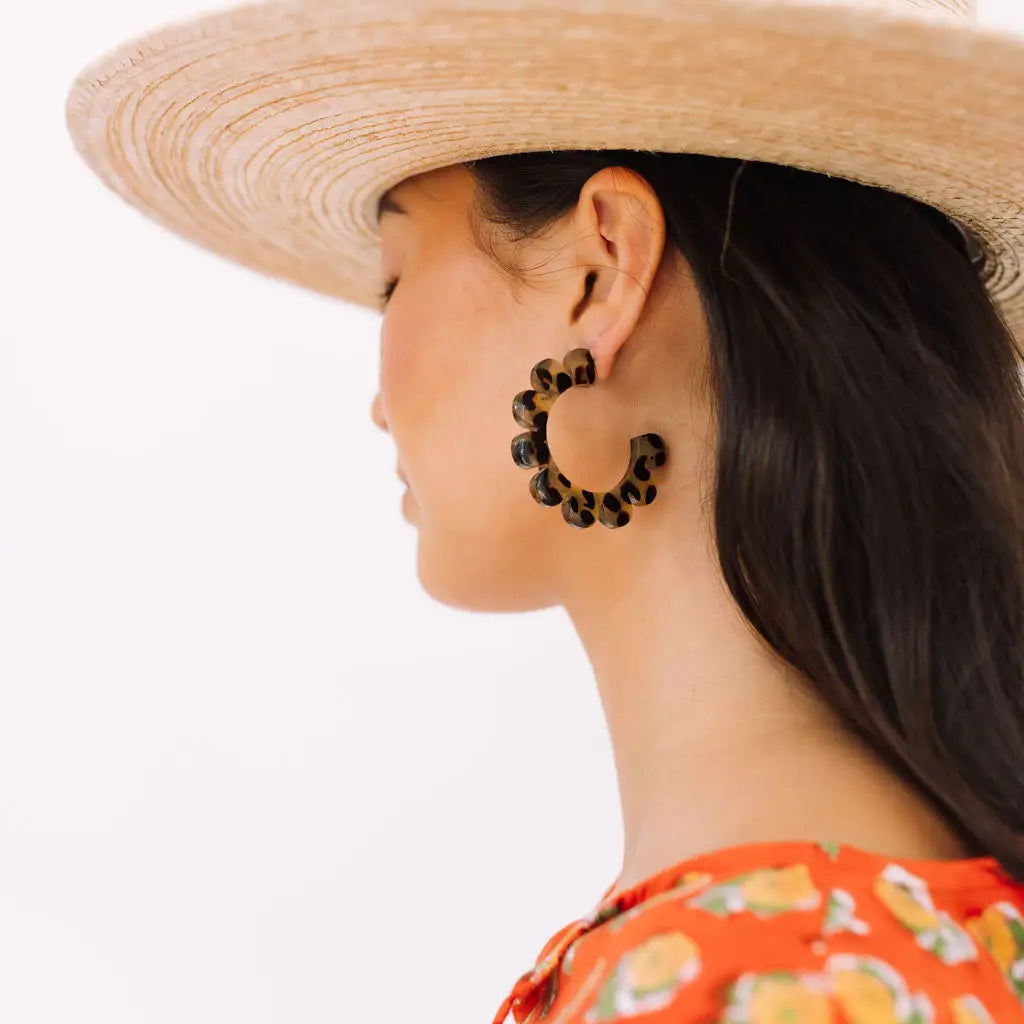 Tortoise Flower Outline Hoops