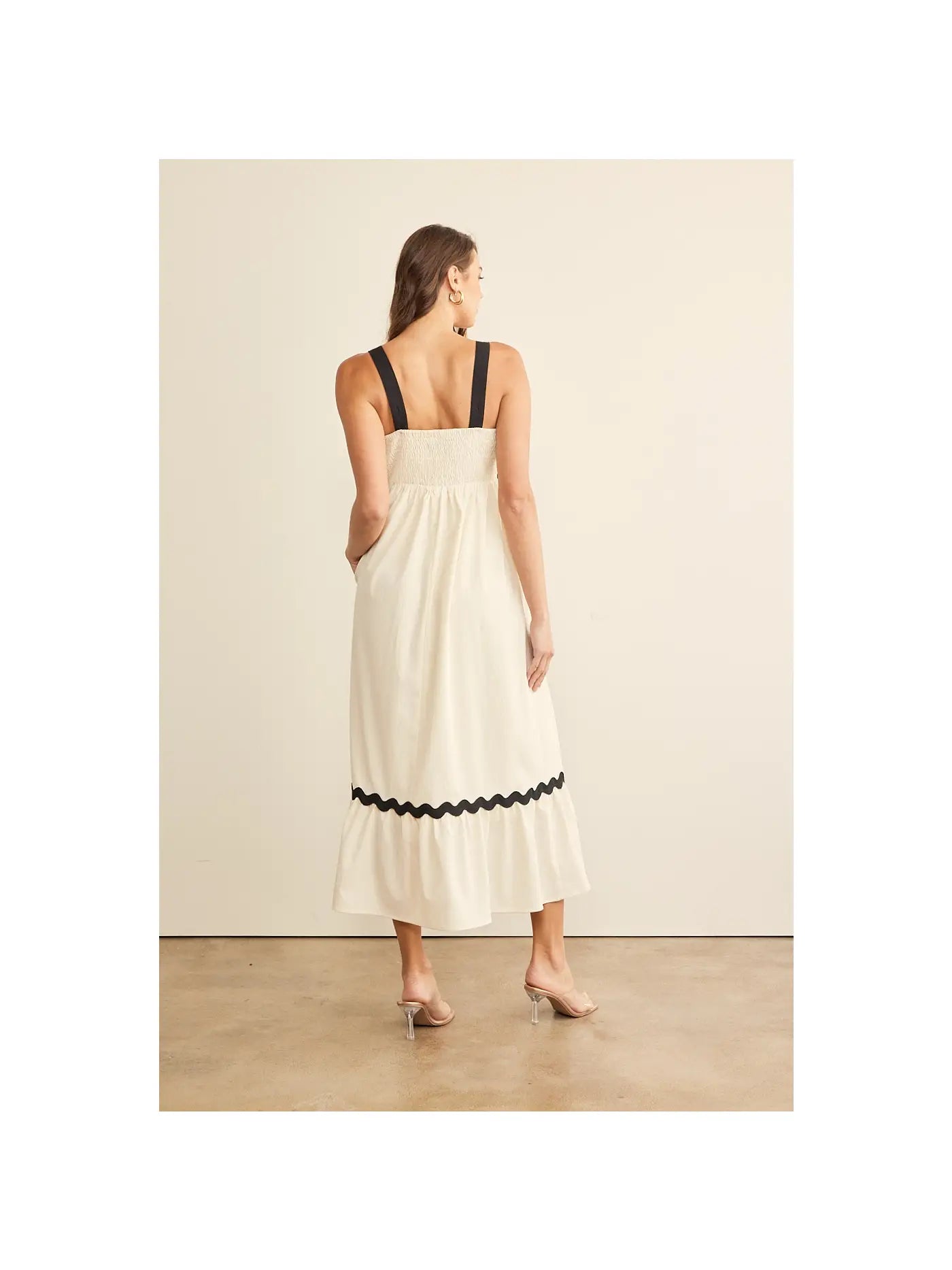 Contrast Maxi Dress with Smocked Back