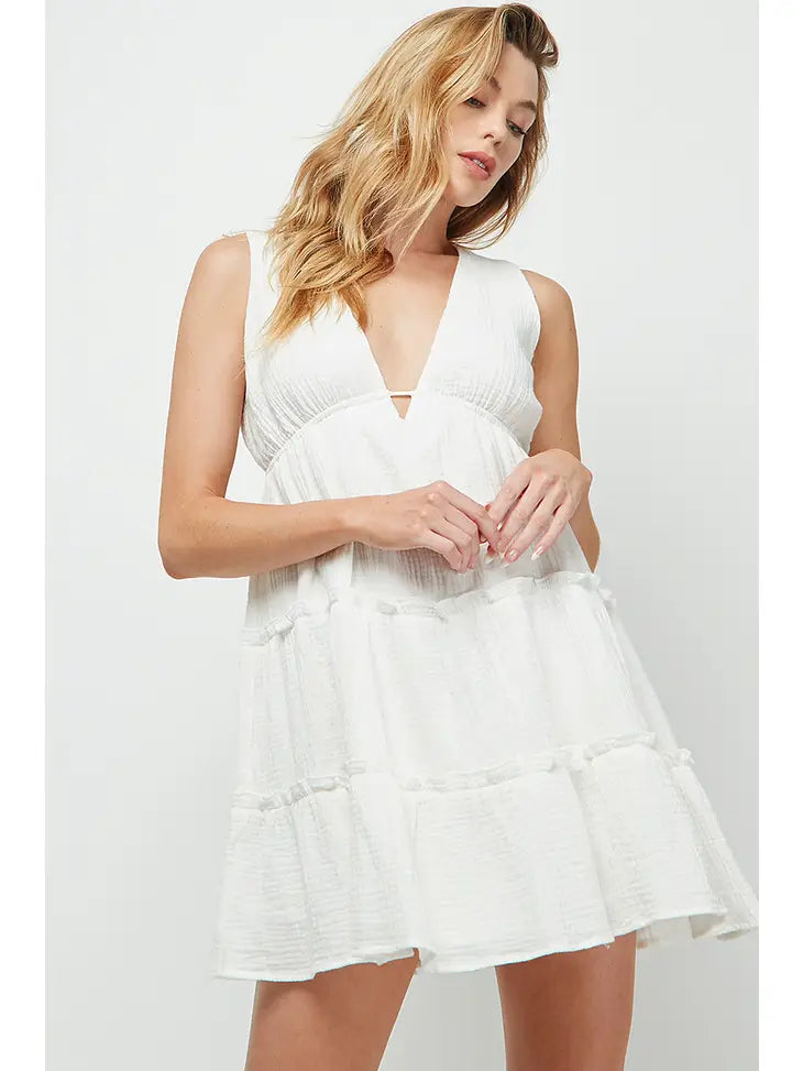 Cotton Gauze Tiered Mini Dress
