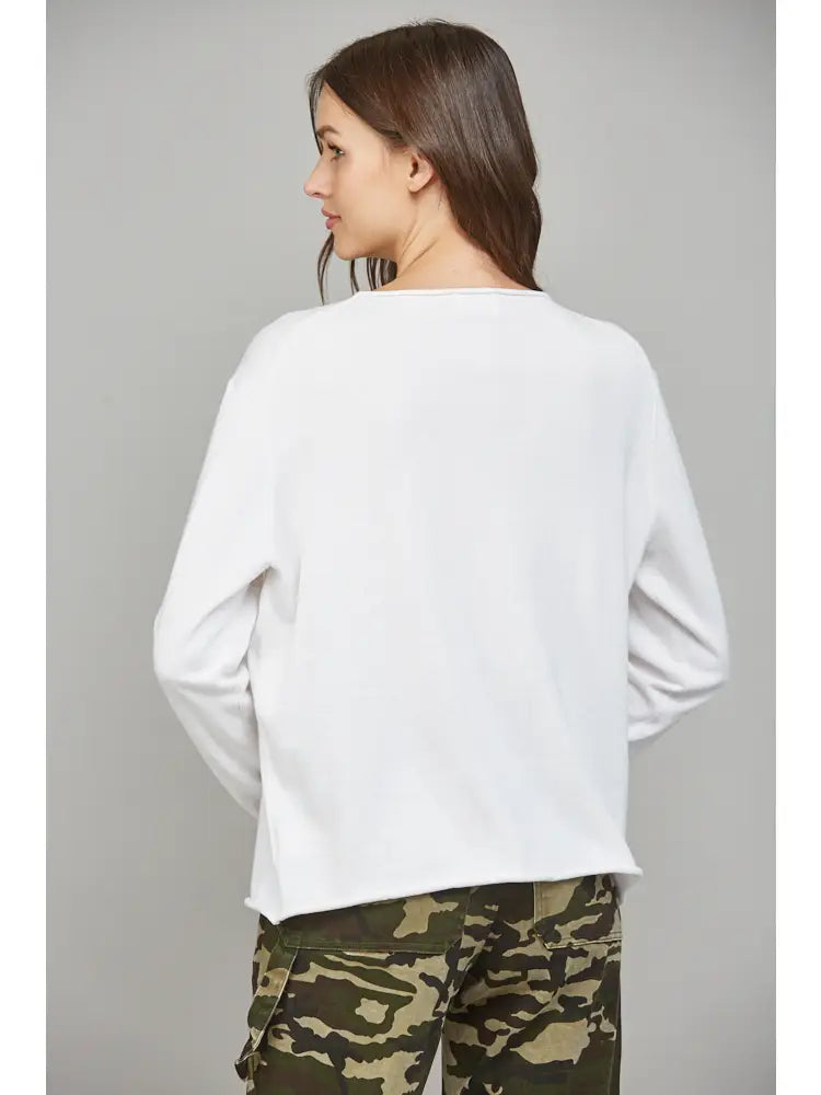 Flag Graphic Long Sleeve Sweater